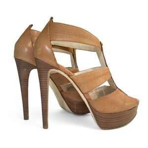 Michael Kors, brown leather, high heeled sandals. Size 8.5 women’s.